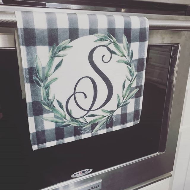 Loving my customized dish towel! #madebyme #farmhousedecor #buffaloplaid #littlesparksboutiqueonfb