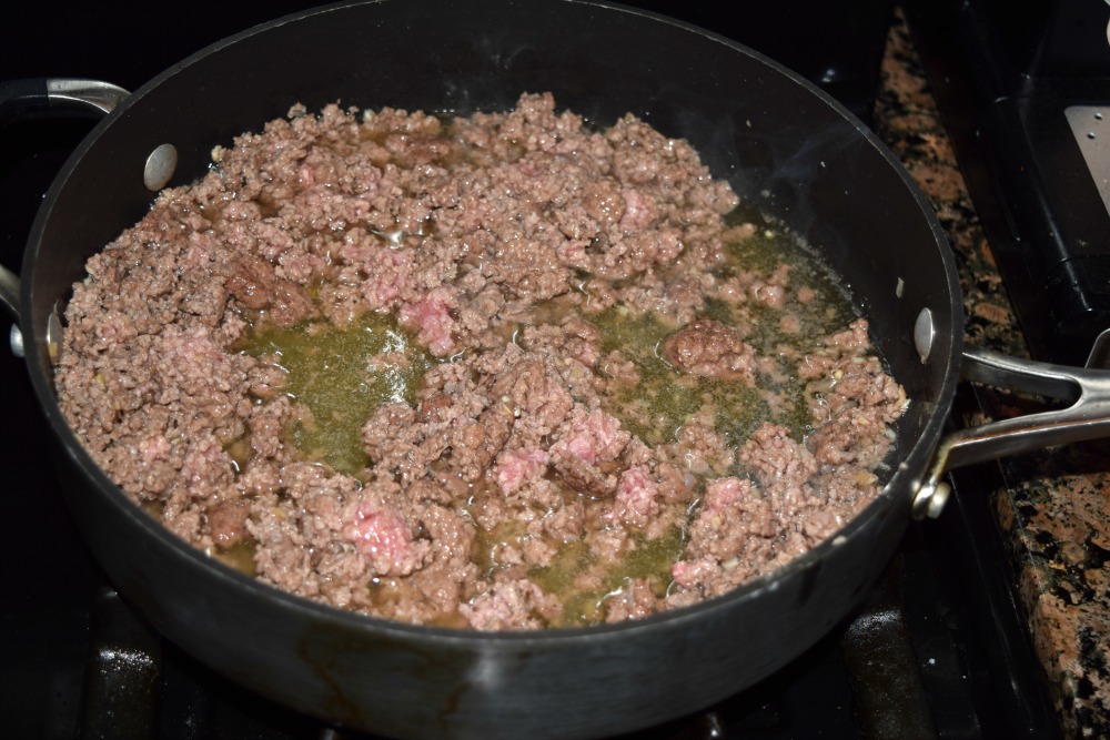 Lasagna Roll Ups meat browning