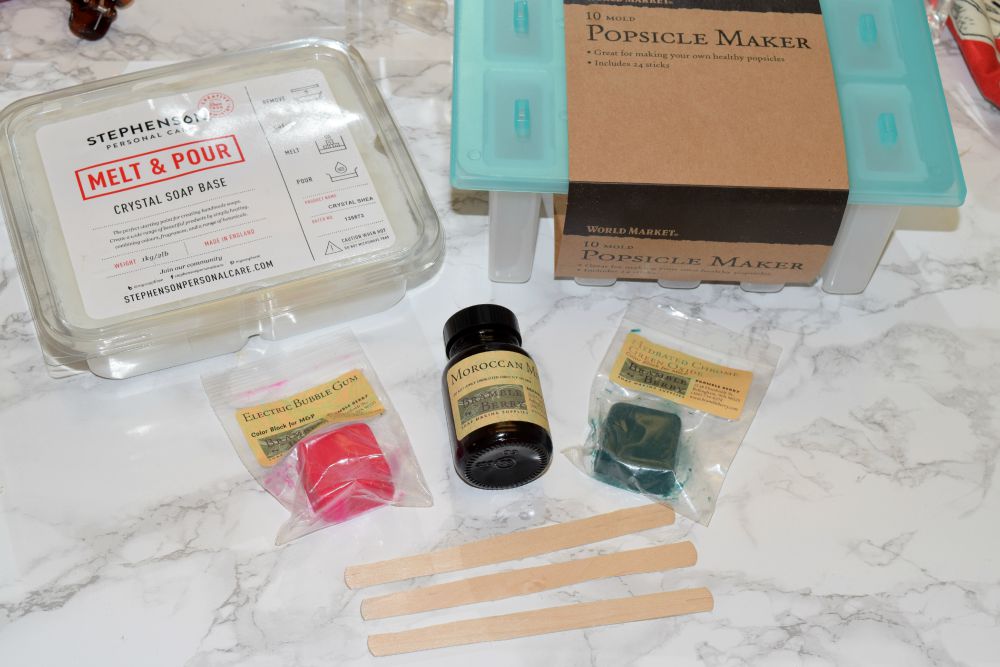 Homemade Popsicle Soap supplies