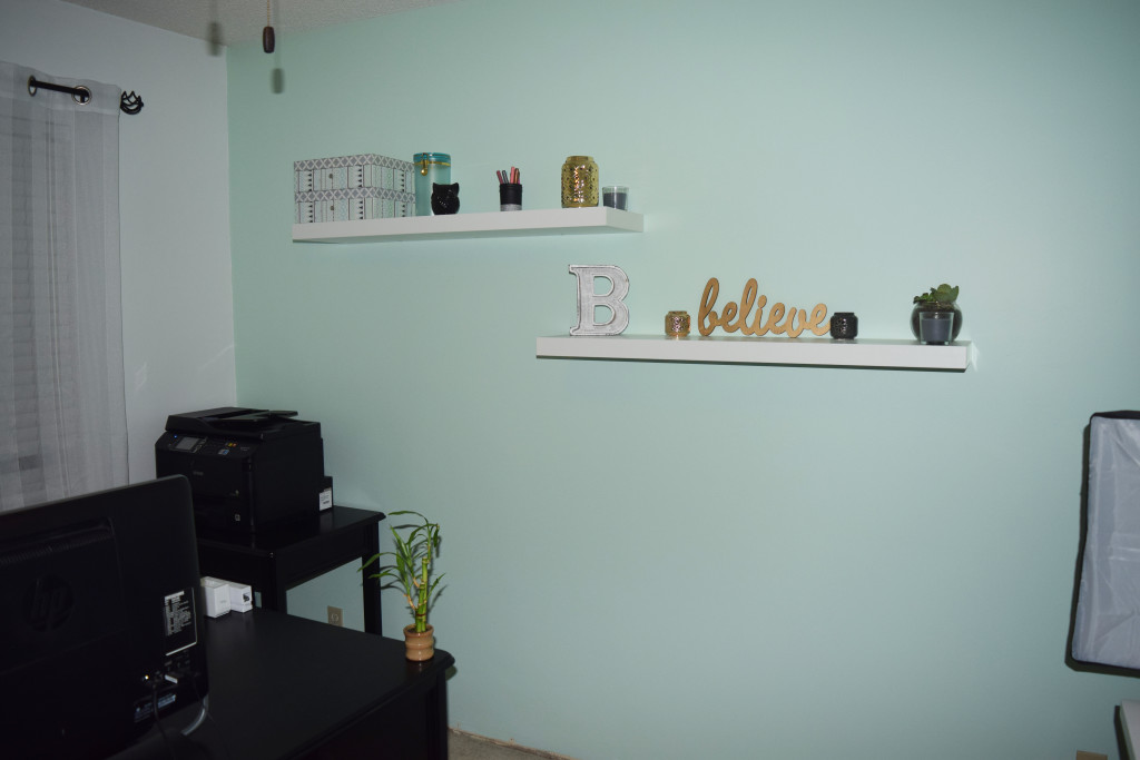 Home Office Makeover Floating Shelves