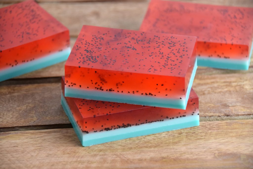 Homemade Watermelon Soap setup